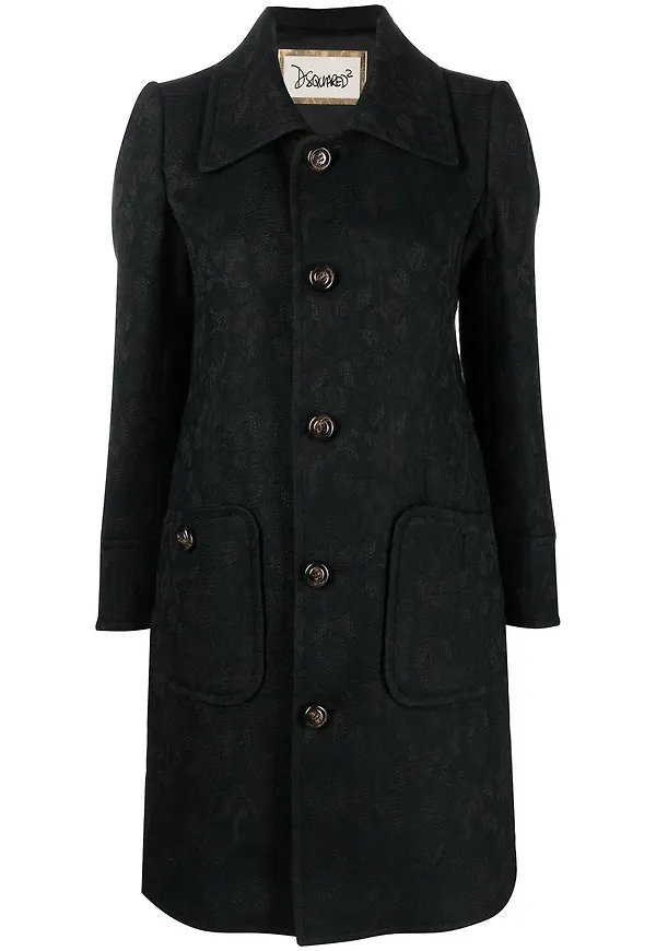 Dsquared2 blommig enkelknäppt kappa - Svart