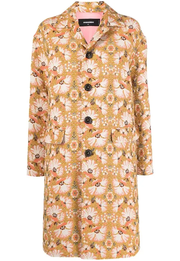 Dsquared2 blommig kappa i jacquard - Gul