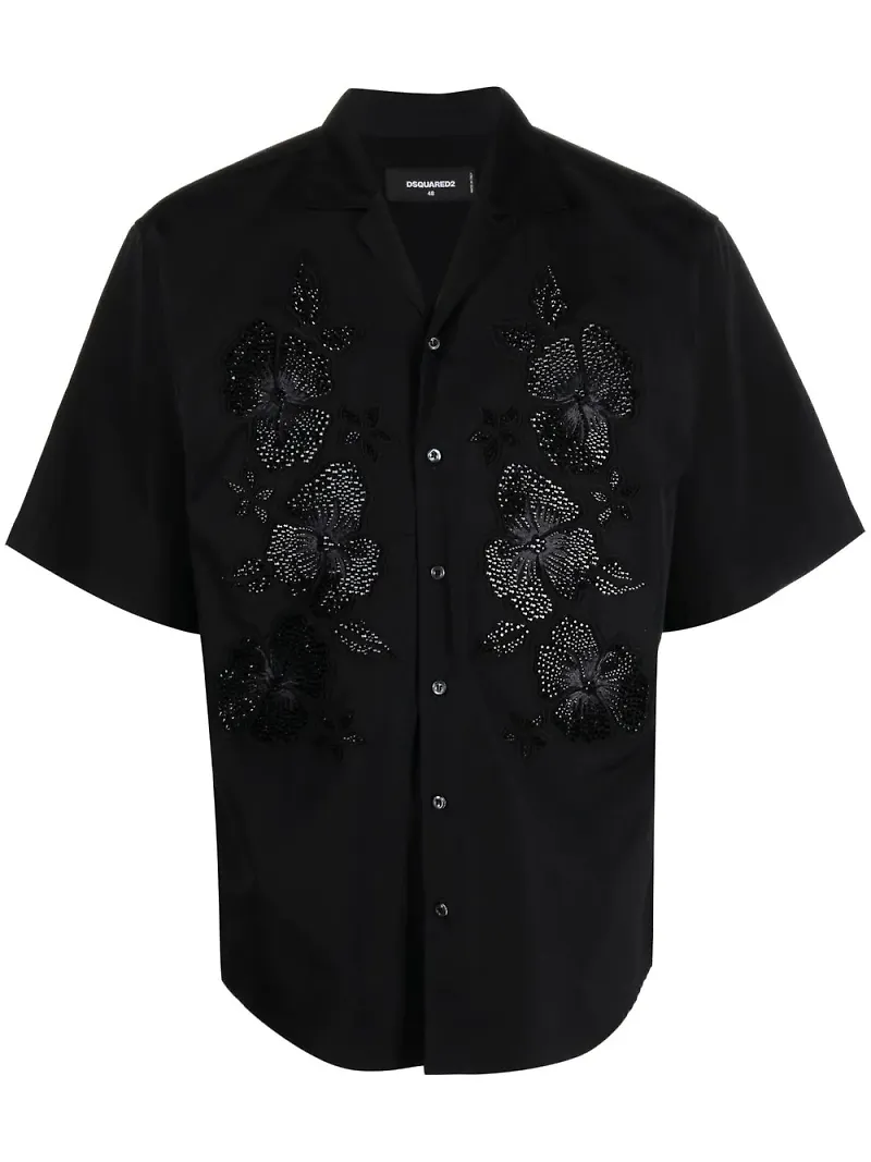 Dsquared2 blommig kortärmad skjorta - Svart
