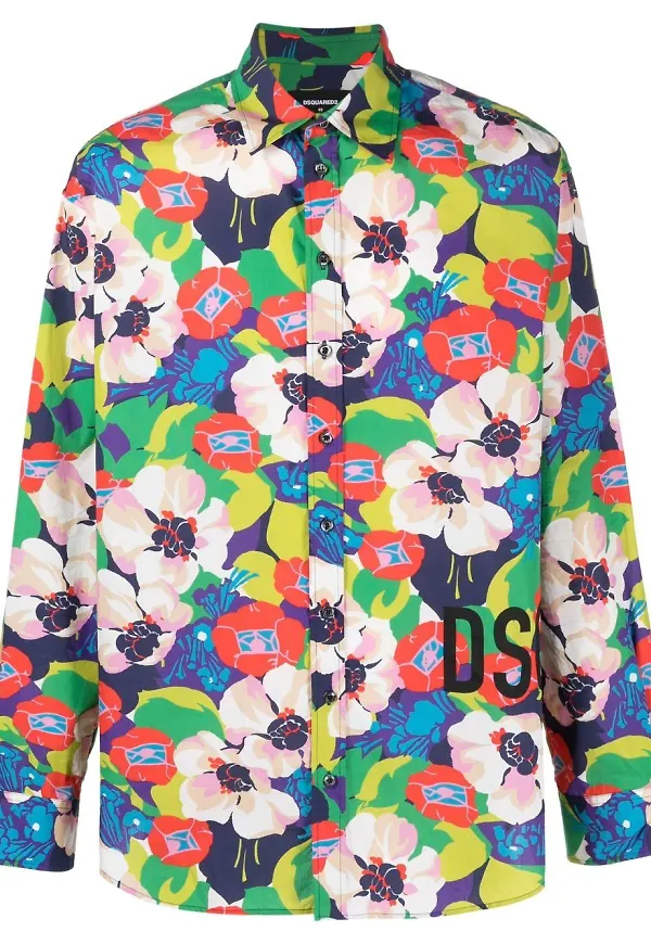 Dsquared2 blommig skjorta - Blå