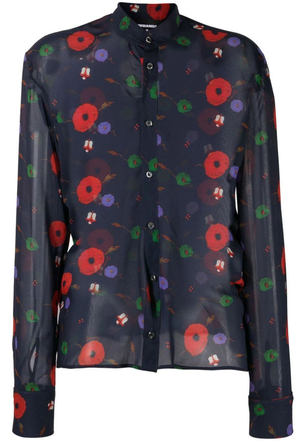Dsquared2 blommig skjorta - Blå