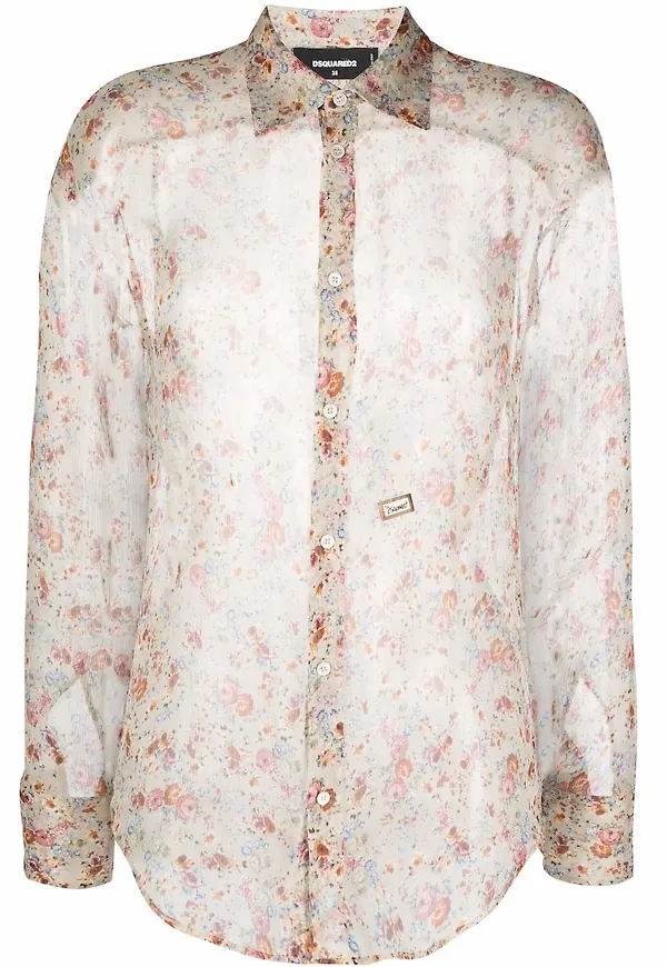 Dsquared2 blommig skjorta - Neutral
