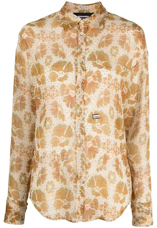 Dsquared2 blommig skjorta i jacquard - Gul