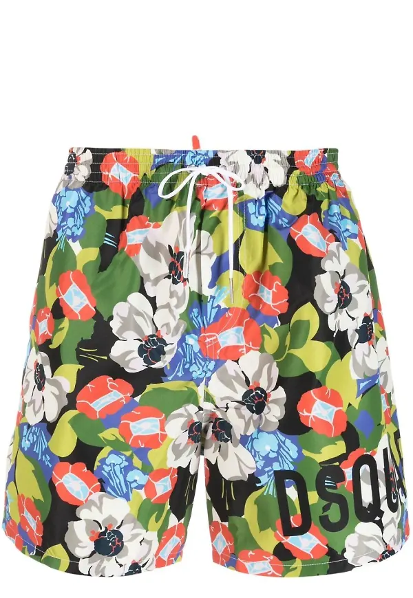 Dsquared2 blommiga badbyxor - Grön