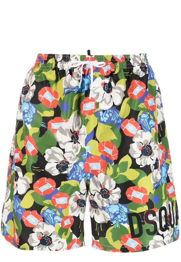 Dsquared2 blommiga badbyxor - Grön