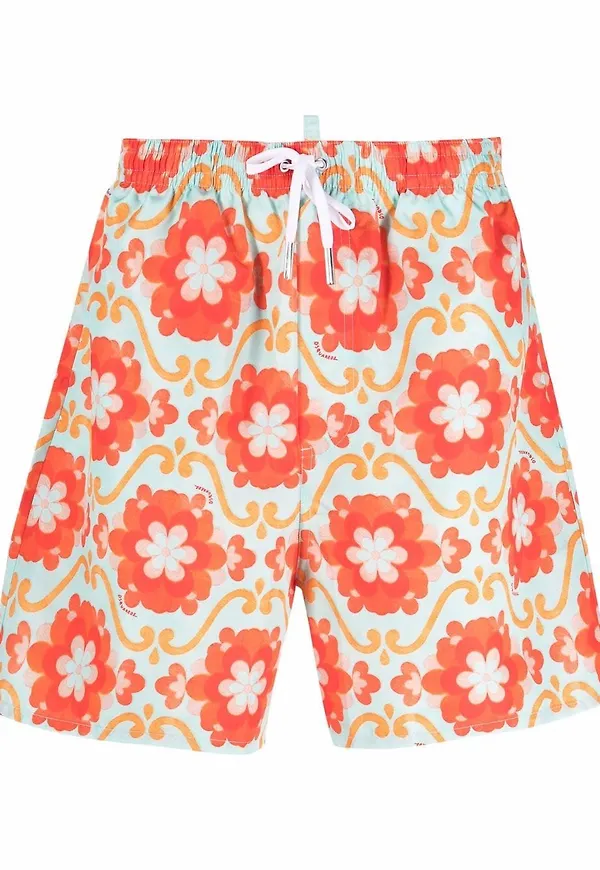Dsquared2 blommiga badbyxor - Röd