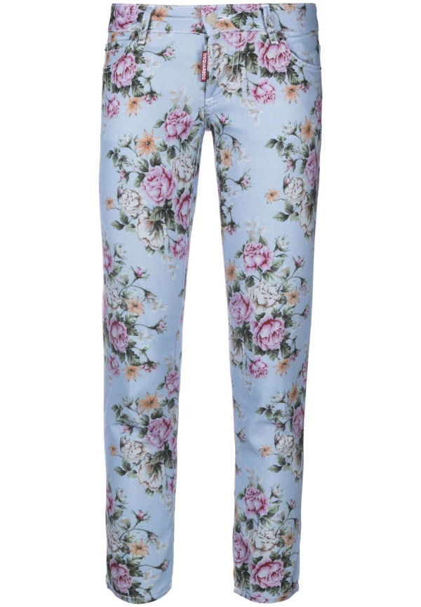 Dsquared2 blommiga trekvartsbyxor - Blå