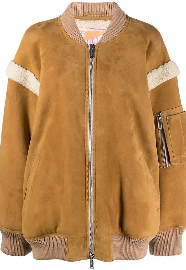 Dsquared2 bomberjacka i fårpäls - Neutral