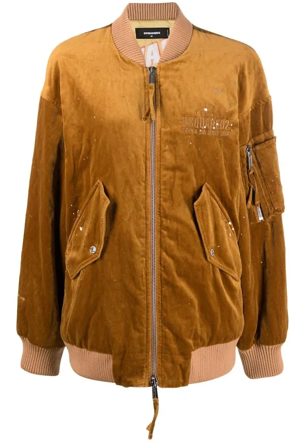 Dsquared2 bomberjacka i velour - Brun