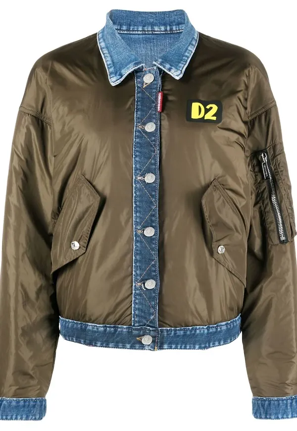 Dsquared2 bomberjacka med jeanskant - Grön
