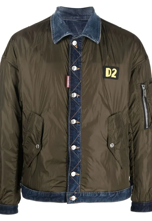 Dsquared2 bomberjacka med kontrastpanel - Grön