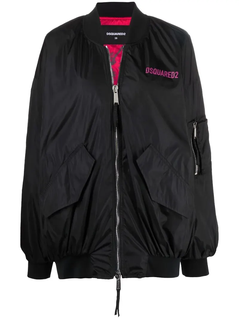Dsquared2 bomberjacka med logotyp - Svart