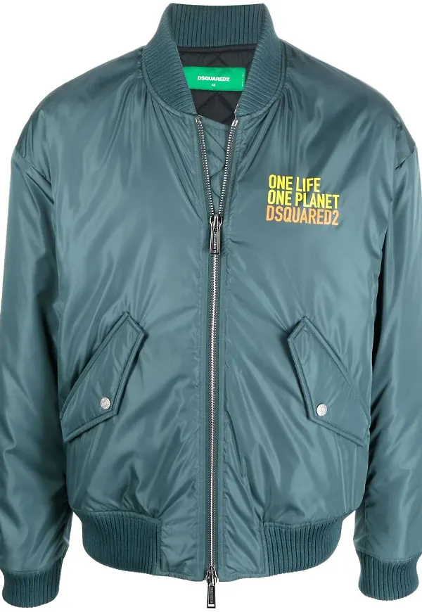 Dsquared2 bomberjacka med slogan - Blå