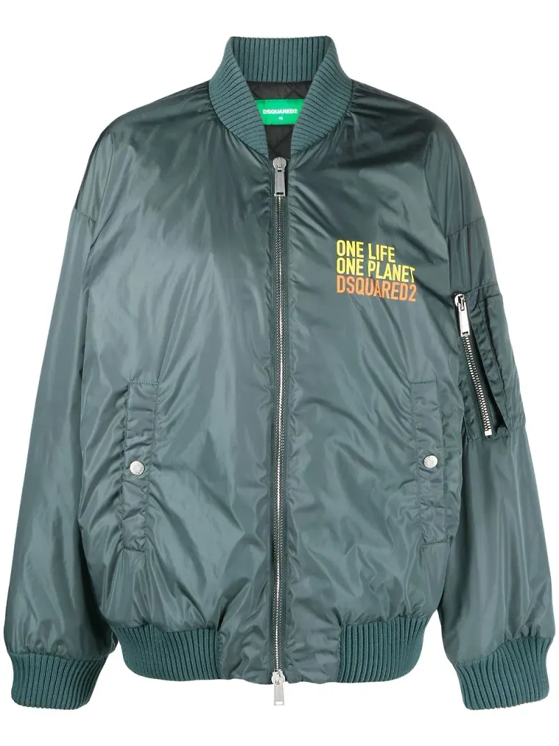 Dsquared2 bomberjacka med slogan - Blå