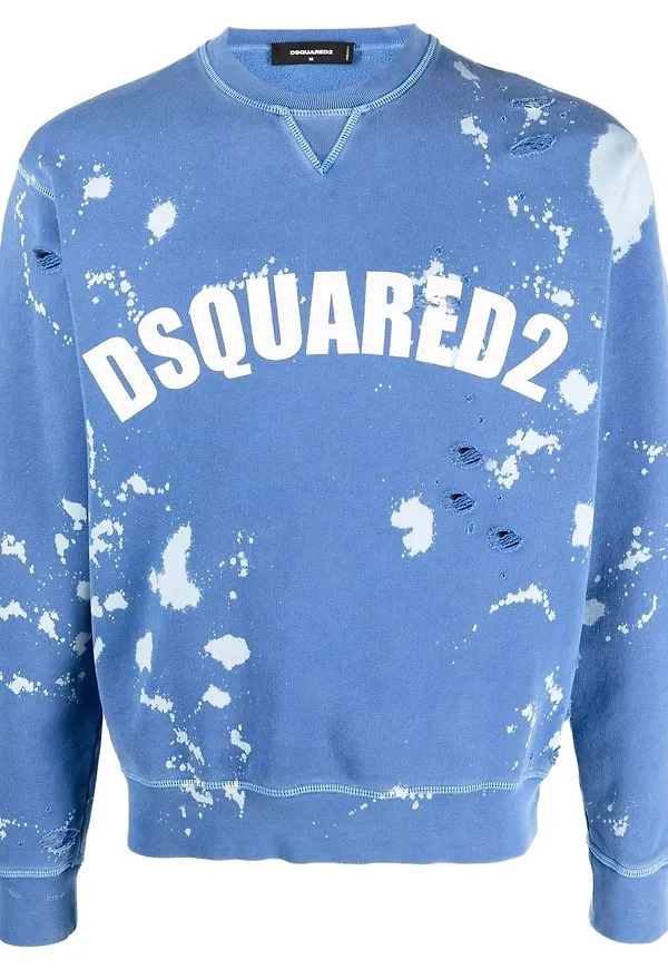 Dsquared2 bomullströja med sliten finish - Blå