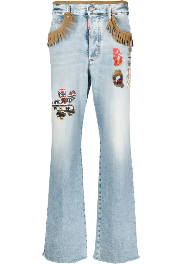 Dsquared2 bootcut-jeans med franskant - Blå