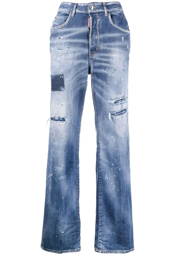 Dsquared2 bootcut-jeans med sliten effekt - Blå