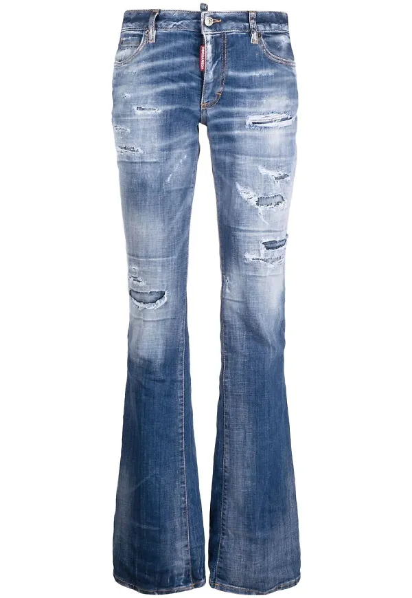 Dsquared2 bootcut-jeans med slitning - Blå
