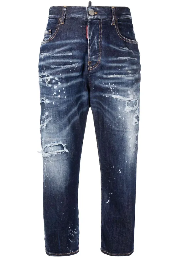 Dsquared2 boyfriend-jeans med slitning - Blå