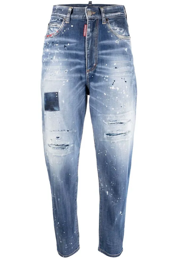 Dsquared2 boyfriend-jeans med slitning - Blå