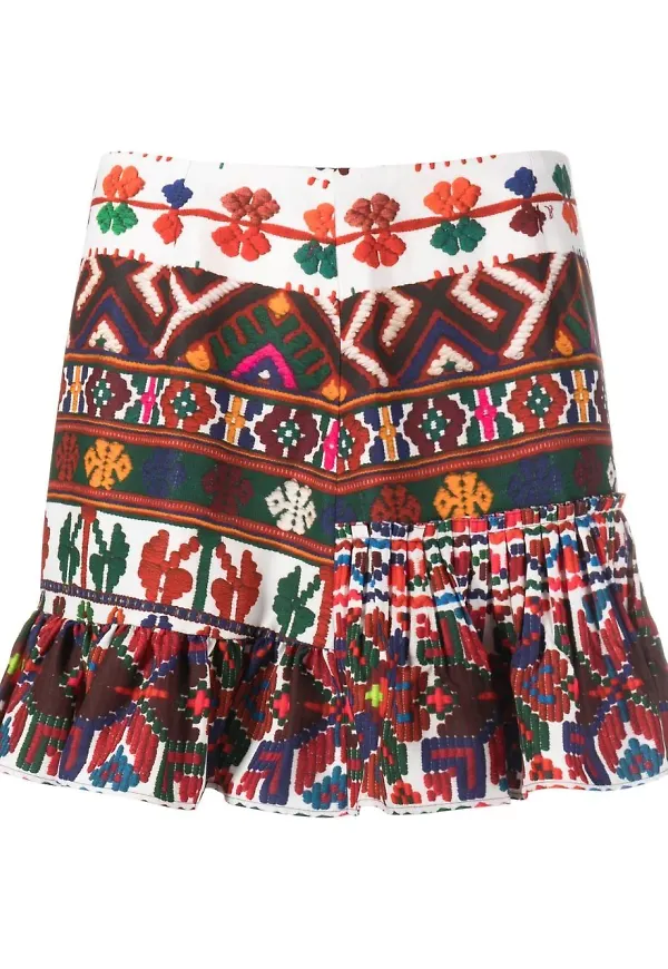 Dsquared2 broderad minikjol med volang - Vit