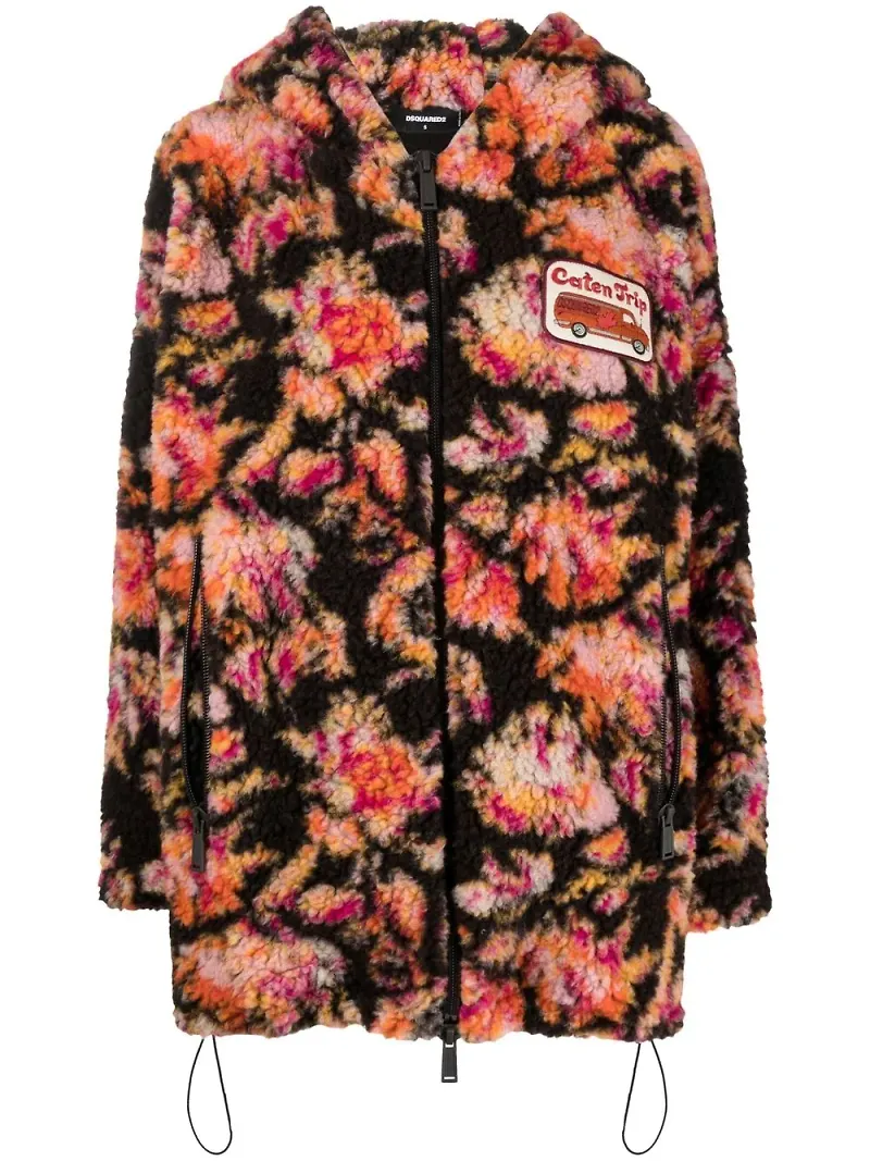 Dsquared2 Camping Crew Teddy jacka med huva - Brun