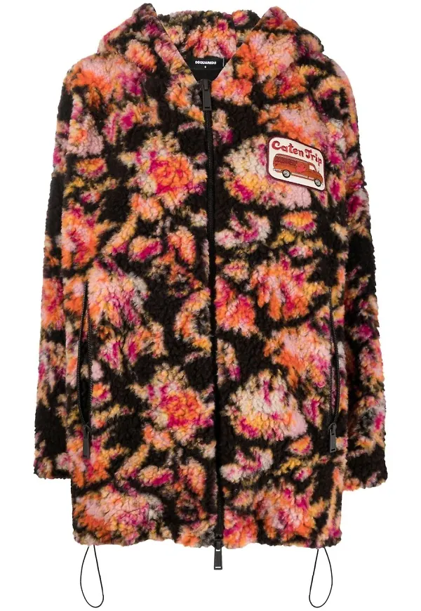 Dsquared2 Camping Crew Teddy jacka med huva - Brun
