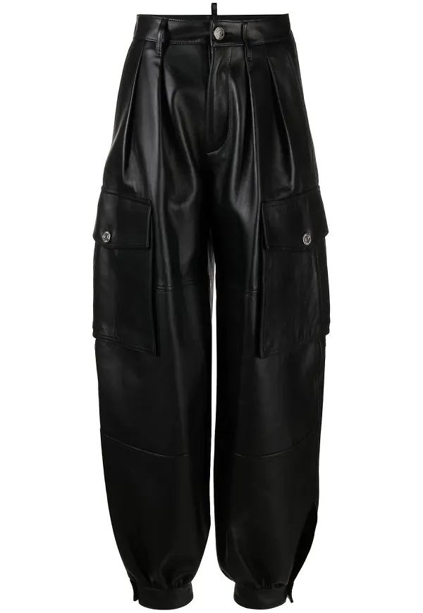Dsquared2 cargobyxor i läder - Svart