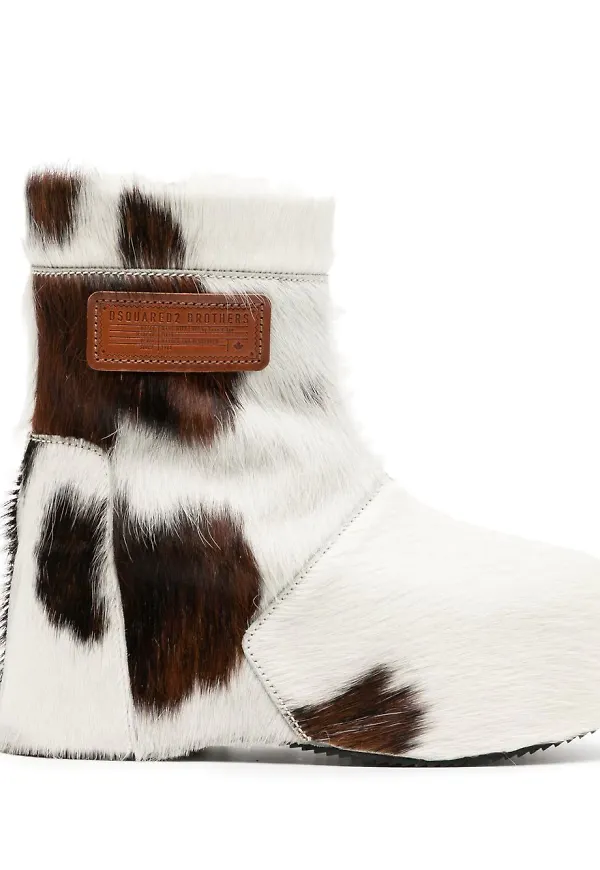 Dsquared2 Cowhide stövletter i konstpäls - Vit