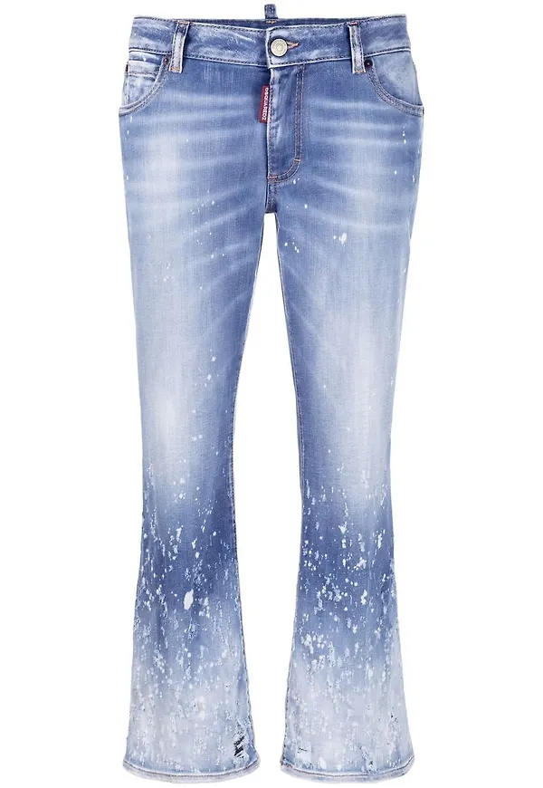 Dsquared2 croppade blekta jeans - Blå