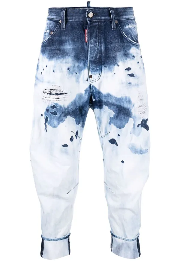 Dsquared2 croppade blekta jeans - Blå