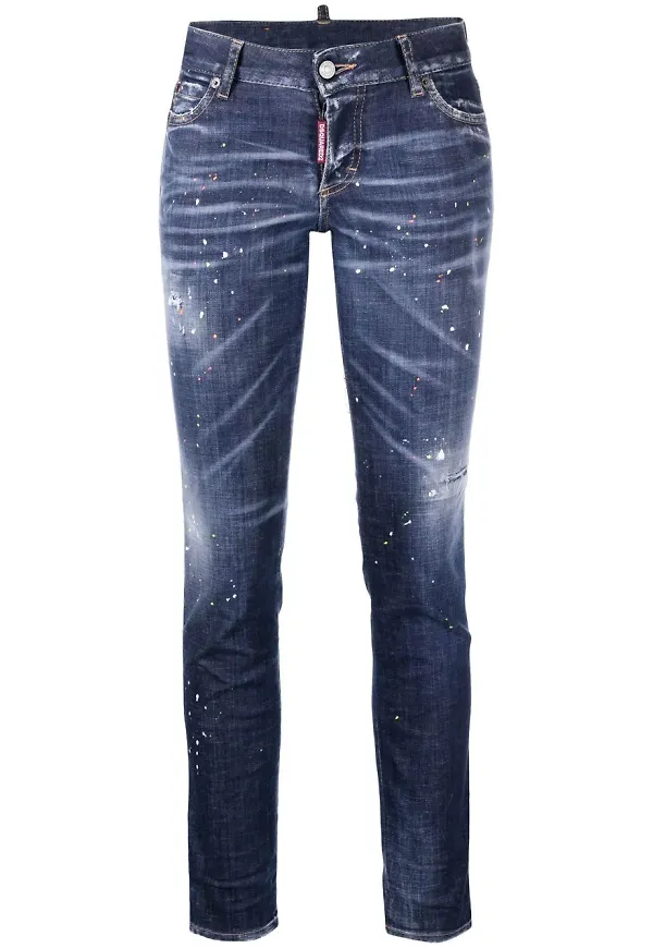 Dsquared2 croppade jeans med färgstänk - Blå