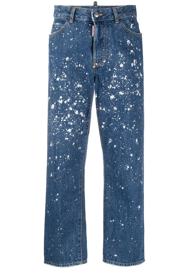 Dsquared2 croppade jeans med färgstänk - Blå