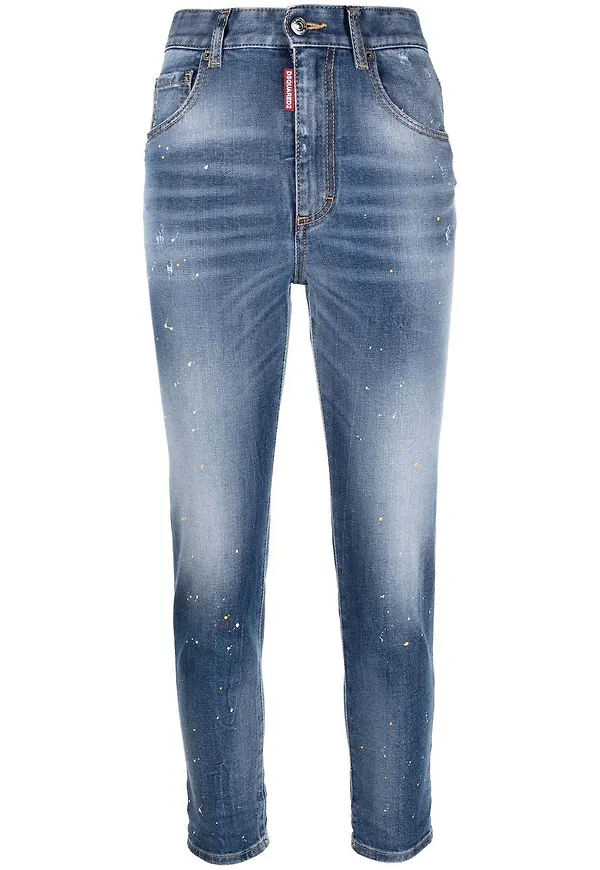 Dsquared2 croppade jeans med färgstänk - Blå