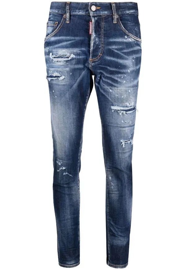 Dsquared2 croppade jeans med färgstänk - Blå