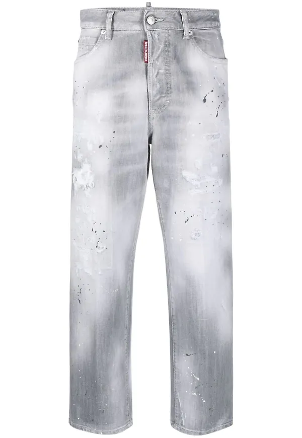 Dsquared2 croppade jeans med färgstänk - Grå