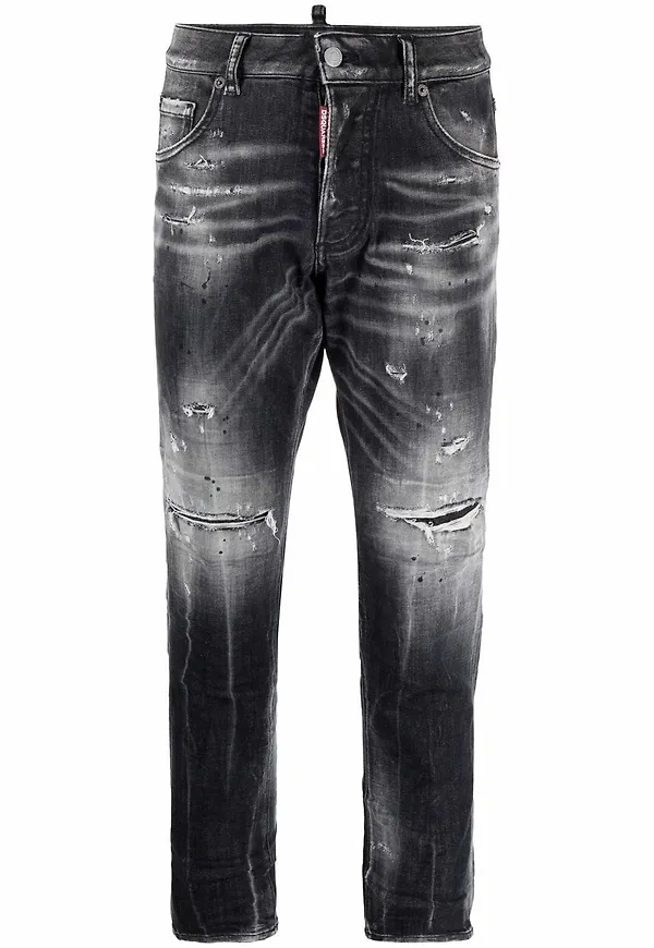 Dsquared2 croppade jeans med färgstänk - Svart