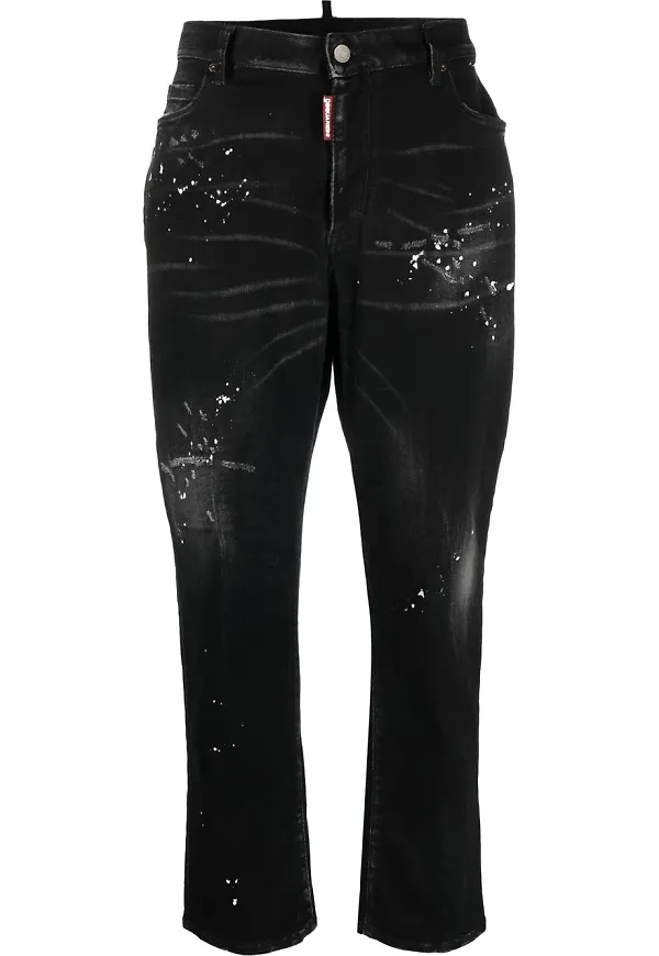 Dsquared2 croppade jeans med färgstänk - Svart