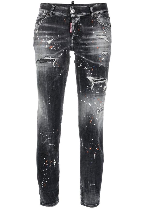 Dsquared2 croppade jeans med färgstänk - Svart