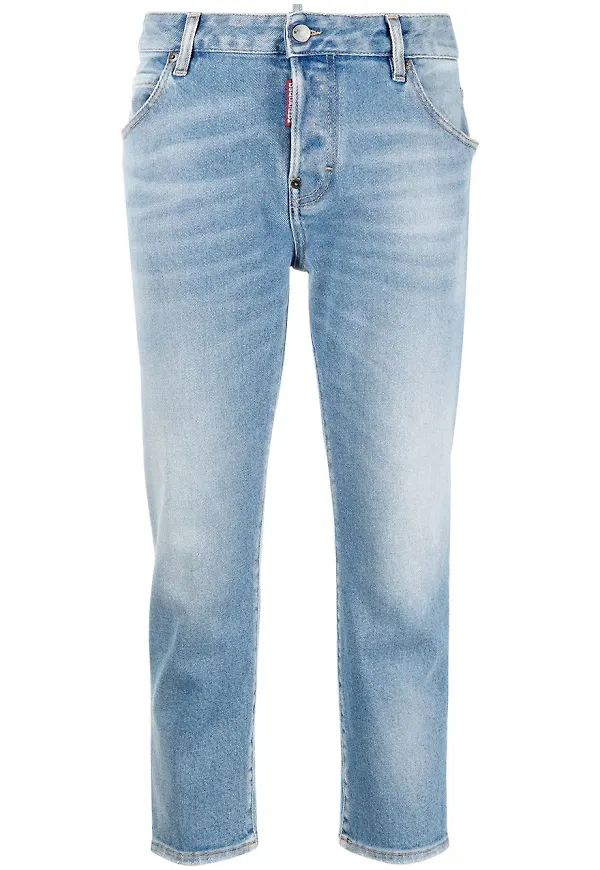 Dsquared2 croppade jeans med logotypmärke - Blå