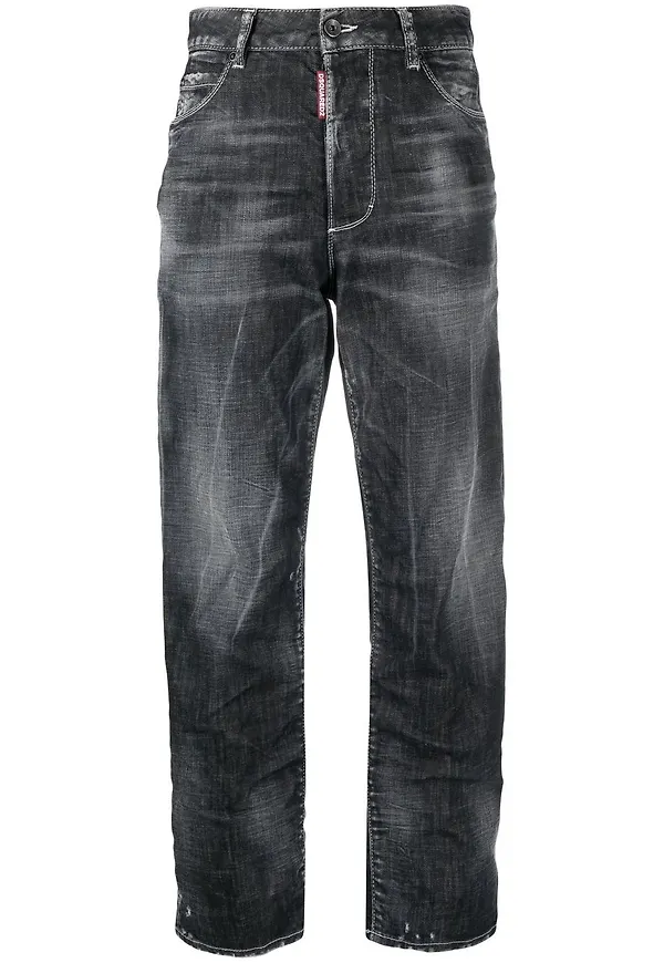 Dsquared2 croppade jeans med skrynklad effekt - Svart