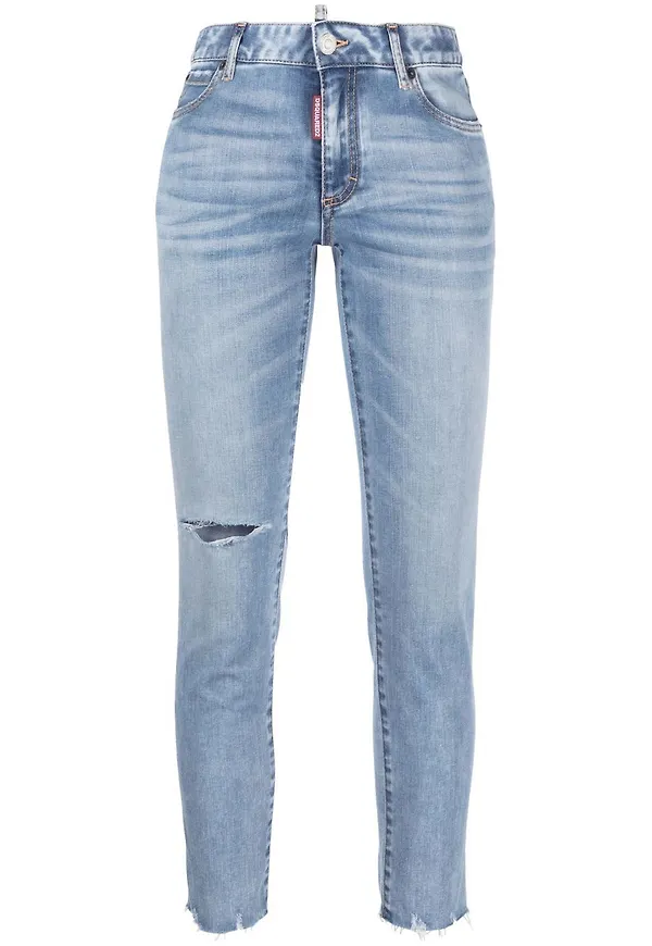 Dsquared2 croppade jeans med sliten detalj - Blå