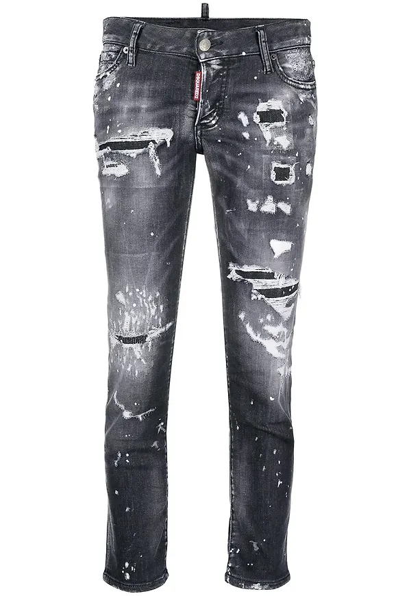 Dsquared2 croppade jeans med sliten effekt - Svart