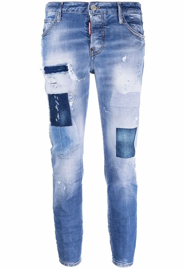 Dsquared2 croppade jeans med slitning - Blå