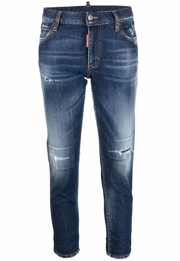 Dsquared2 croppade jeans med slitning - Blå