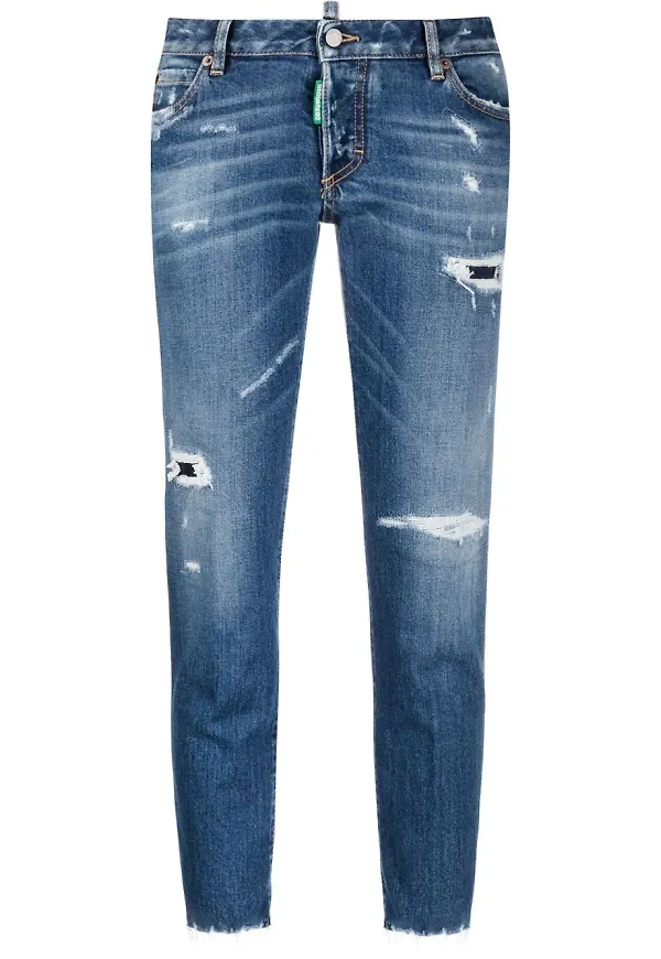 Dsquared2 croppade jeans med slitning - Blå