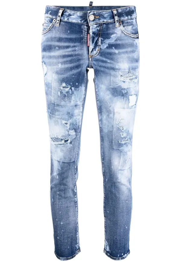 Dsquared2 croppade jeans med slitning - Blå