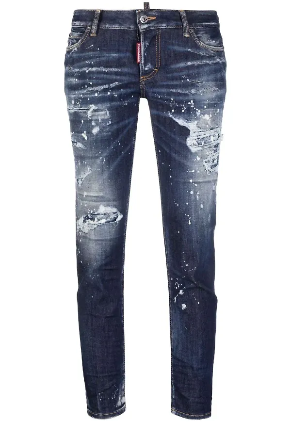 Dsquared2 croppade jeans med slitning - Blå