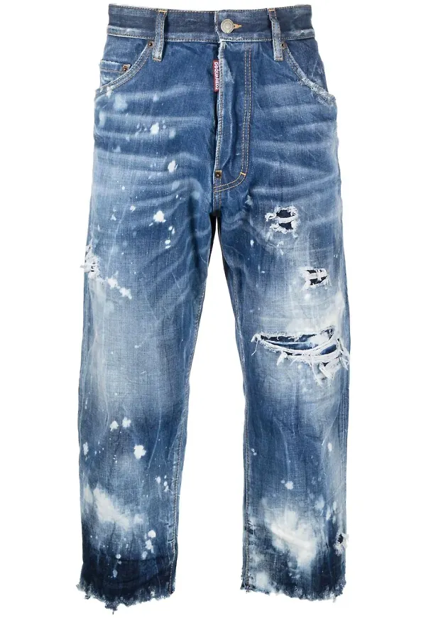 Dsquared2 croppade jeans med slitning - Blå