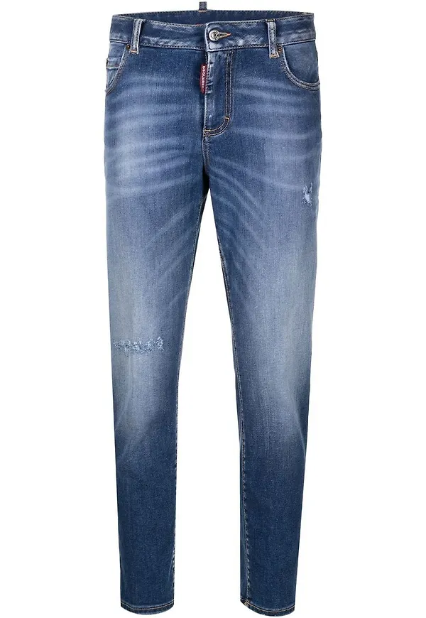 Dsquared2 croppade jeans med slitning - Blå